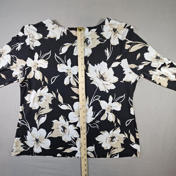 Allison Daley Black Floral Embellished Rhinestone Blouse PXL - Picture 6 of 9